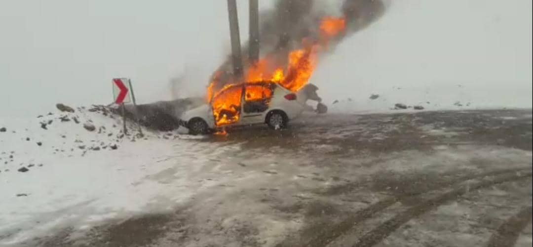 آتش سوزی مشکوک یک خودور در ییلاق اسالم و سوختن راننده در آتش!